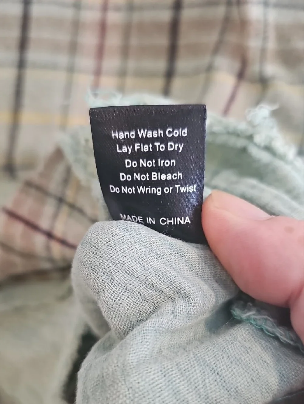 POL Distressed Button-Down Shirt Jacket in Sage Green and Plaid